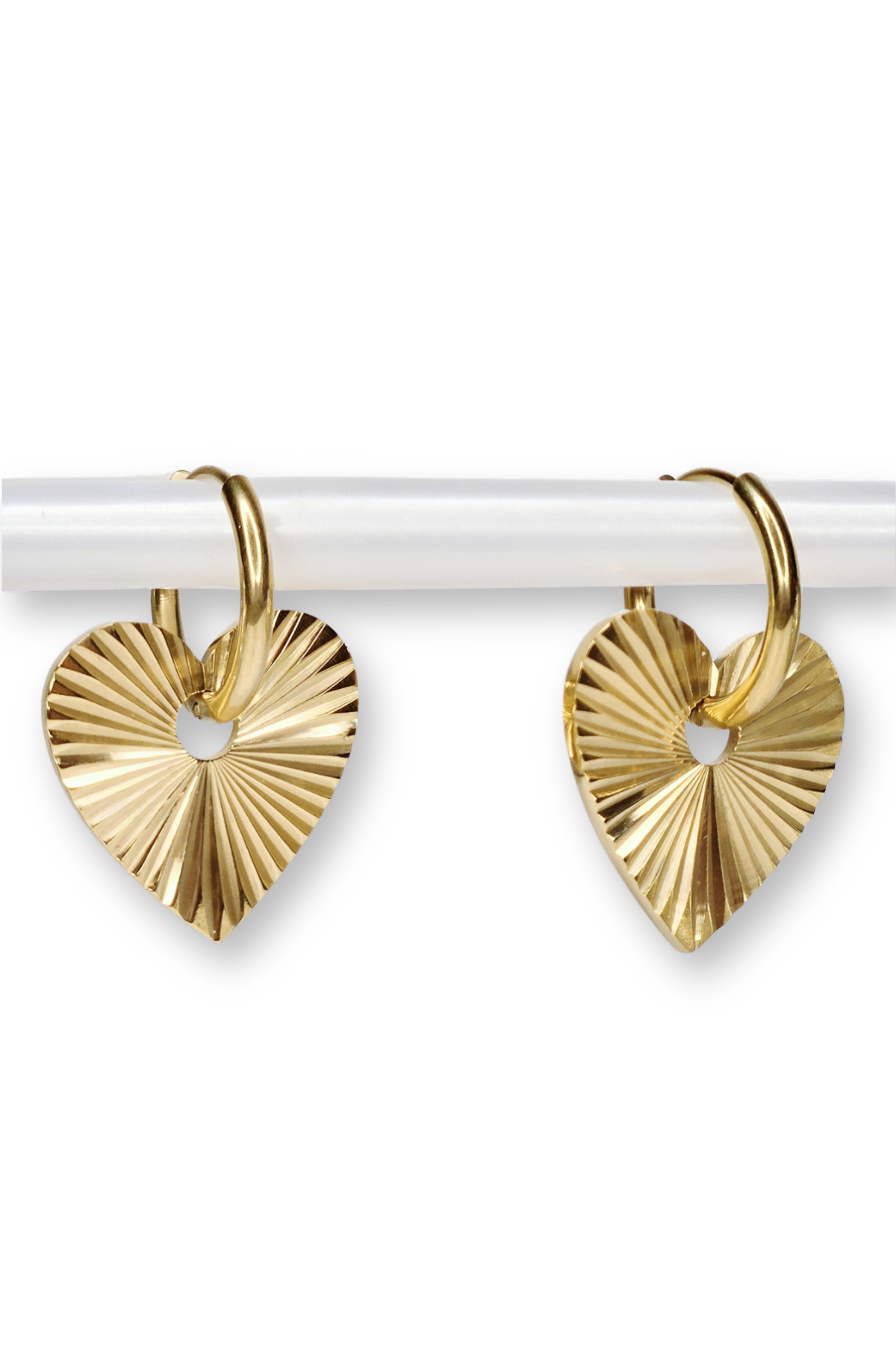 Lovely Stainless Steel Heart Hoop Earrings- Anti-Tarnish- Water Resistant- Water-Proof-Hypoallergenic- PVD Real Gold Plated