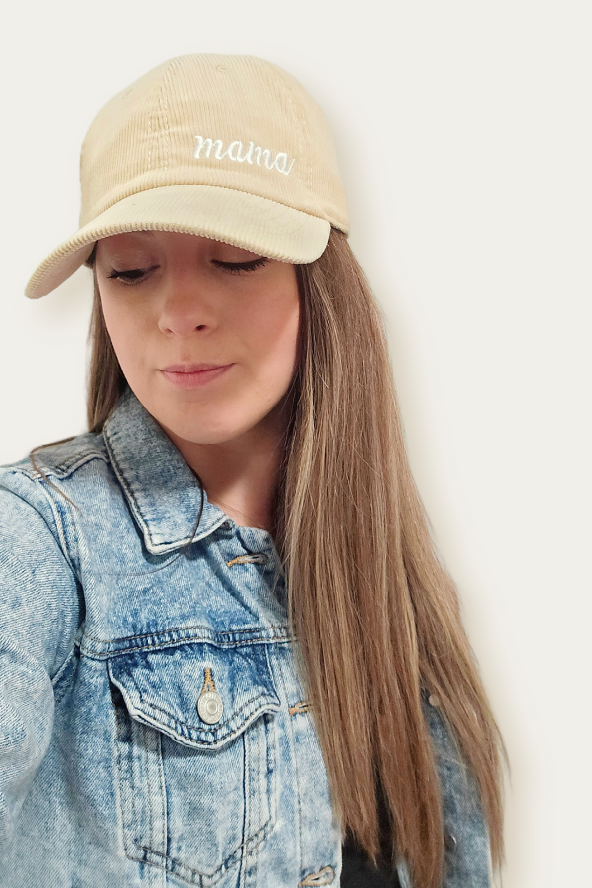 "Mama" Corduroy Embroidered Adjustable Baseball Cap