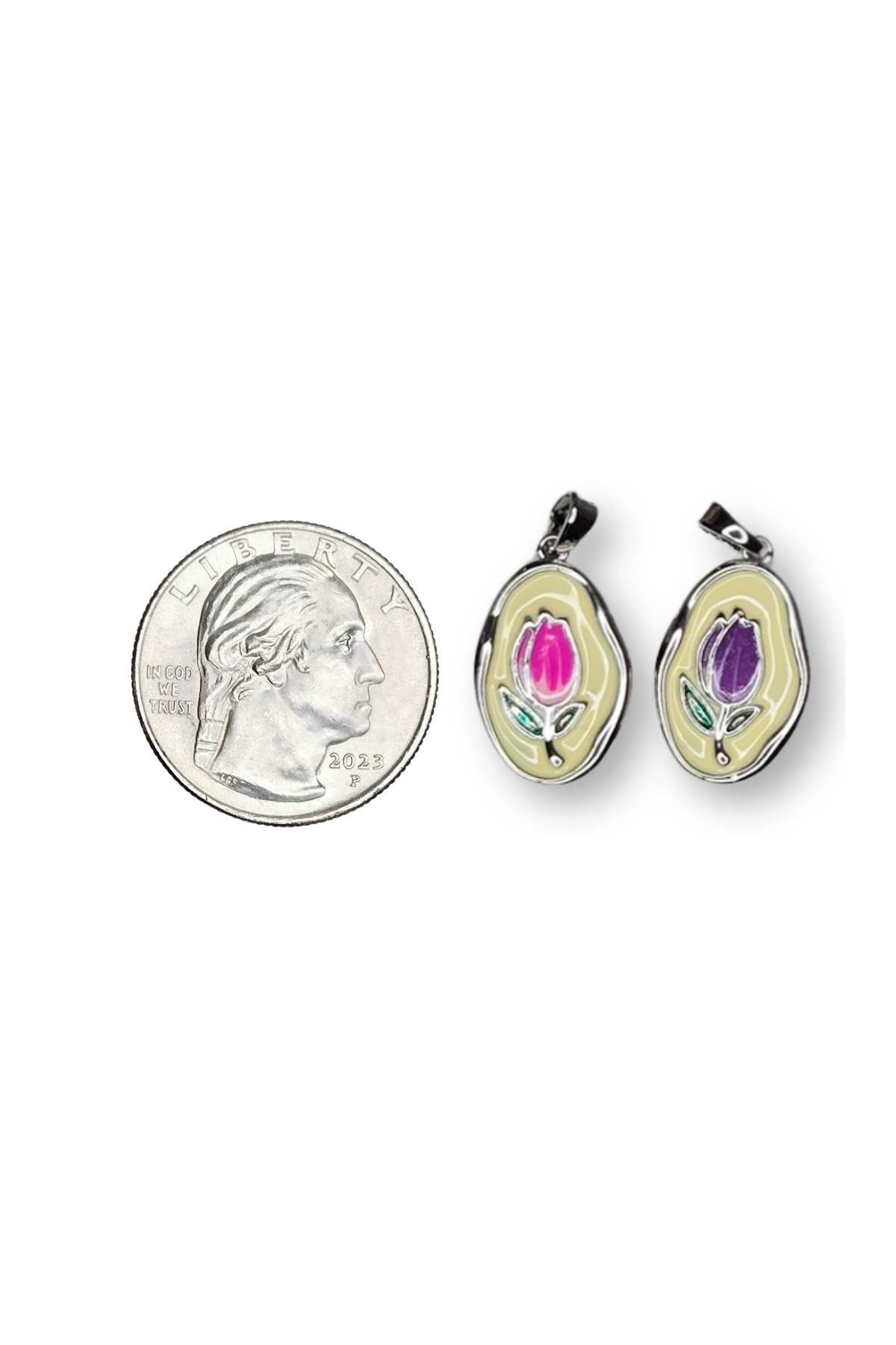 Oval Enamel Tulip Charm