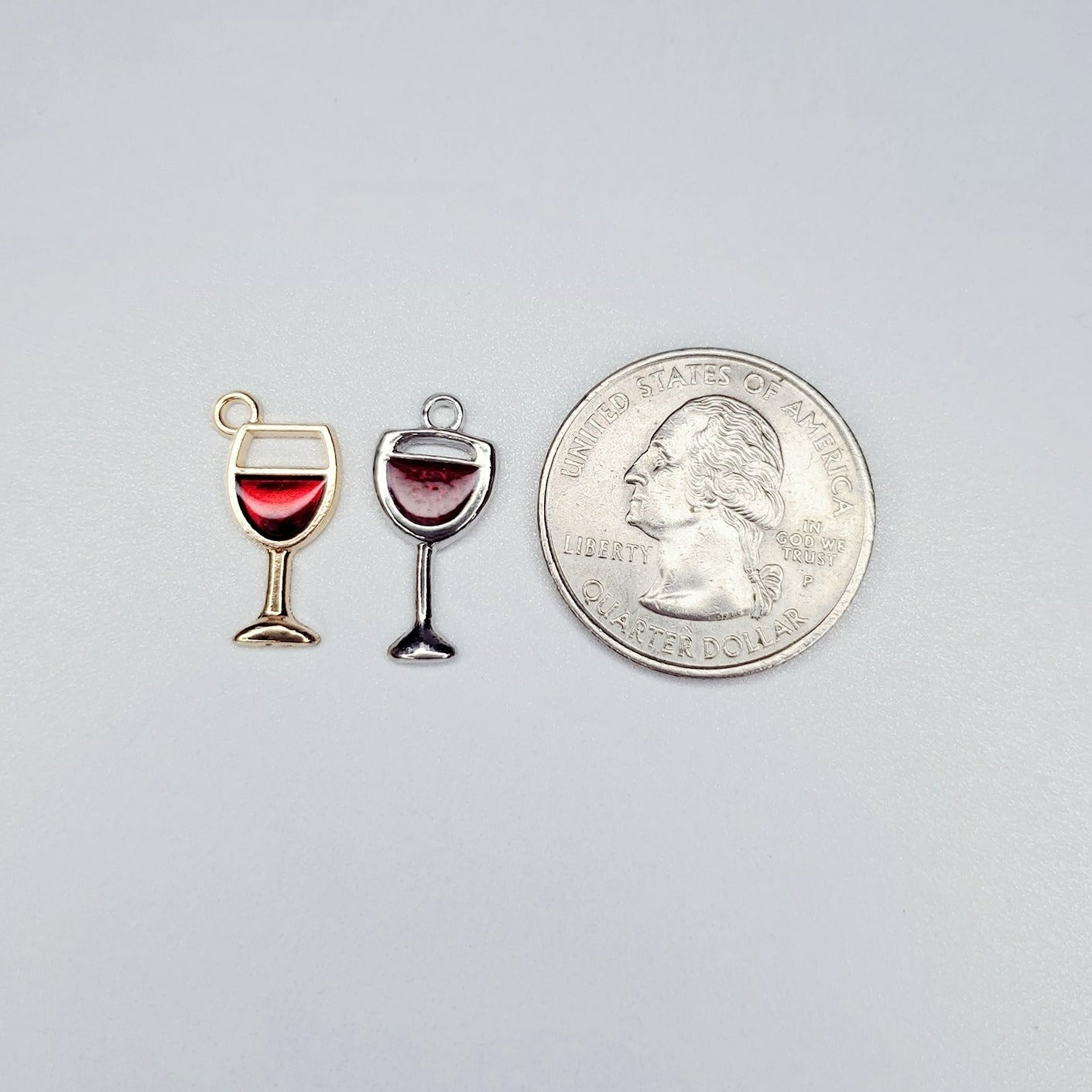 Enamel Red Wine Glass Charm- Available in Gold & Silver!