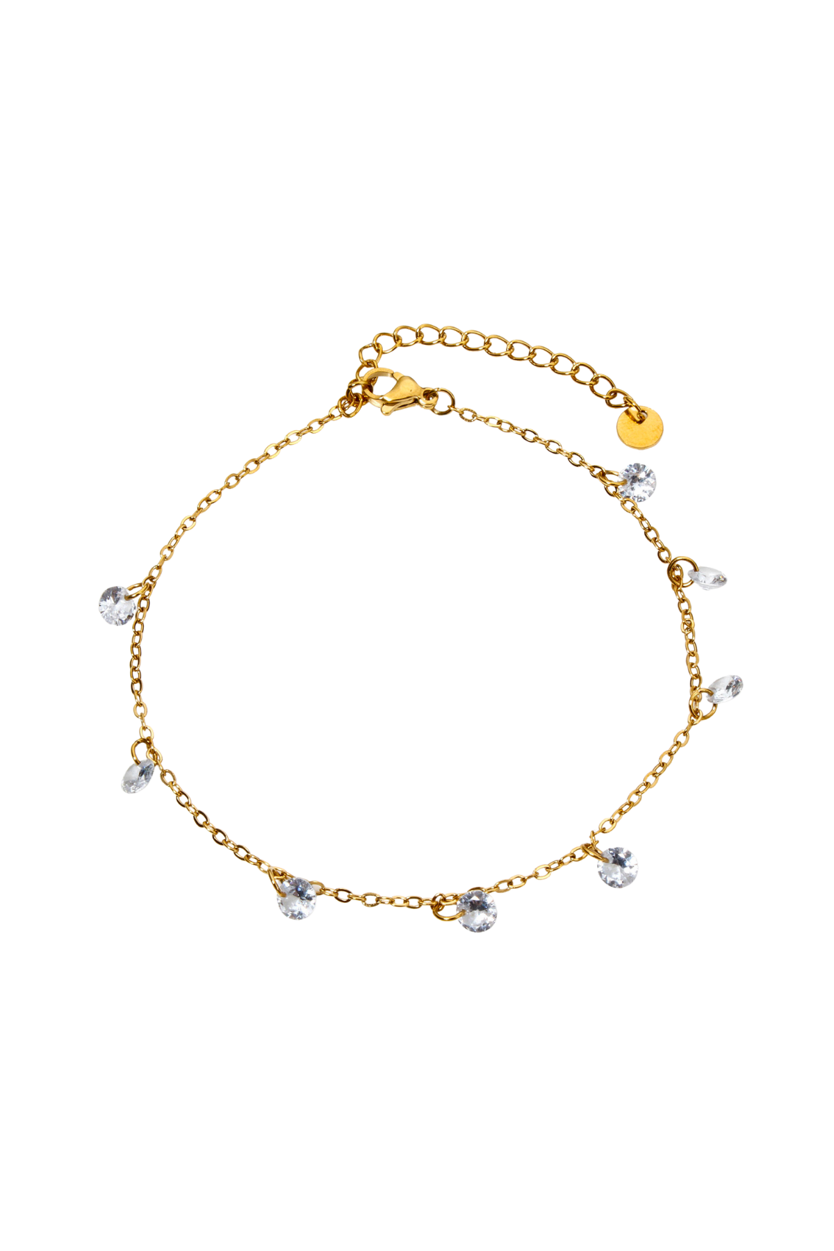 Stainless Steel Dainty Clear Rhinestone 8.7" Anklet- Available in Gold & Silver!