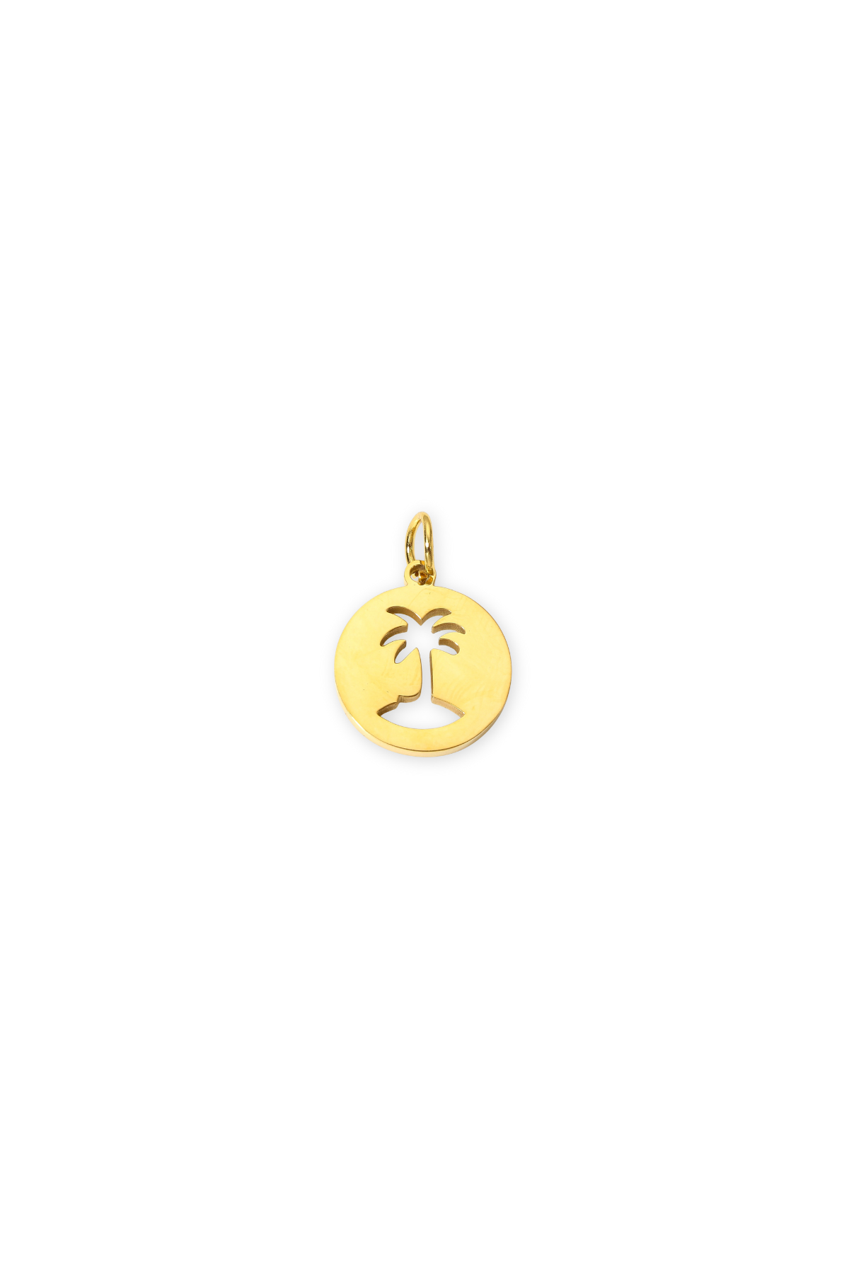 Stainless Steel Disk Cut-Out Palm Tree Charm