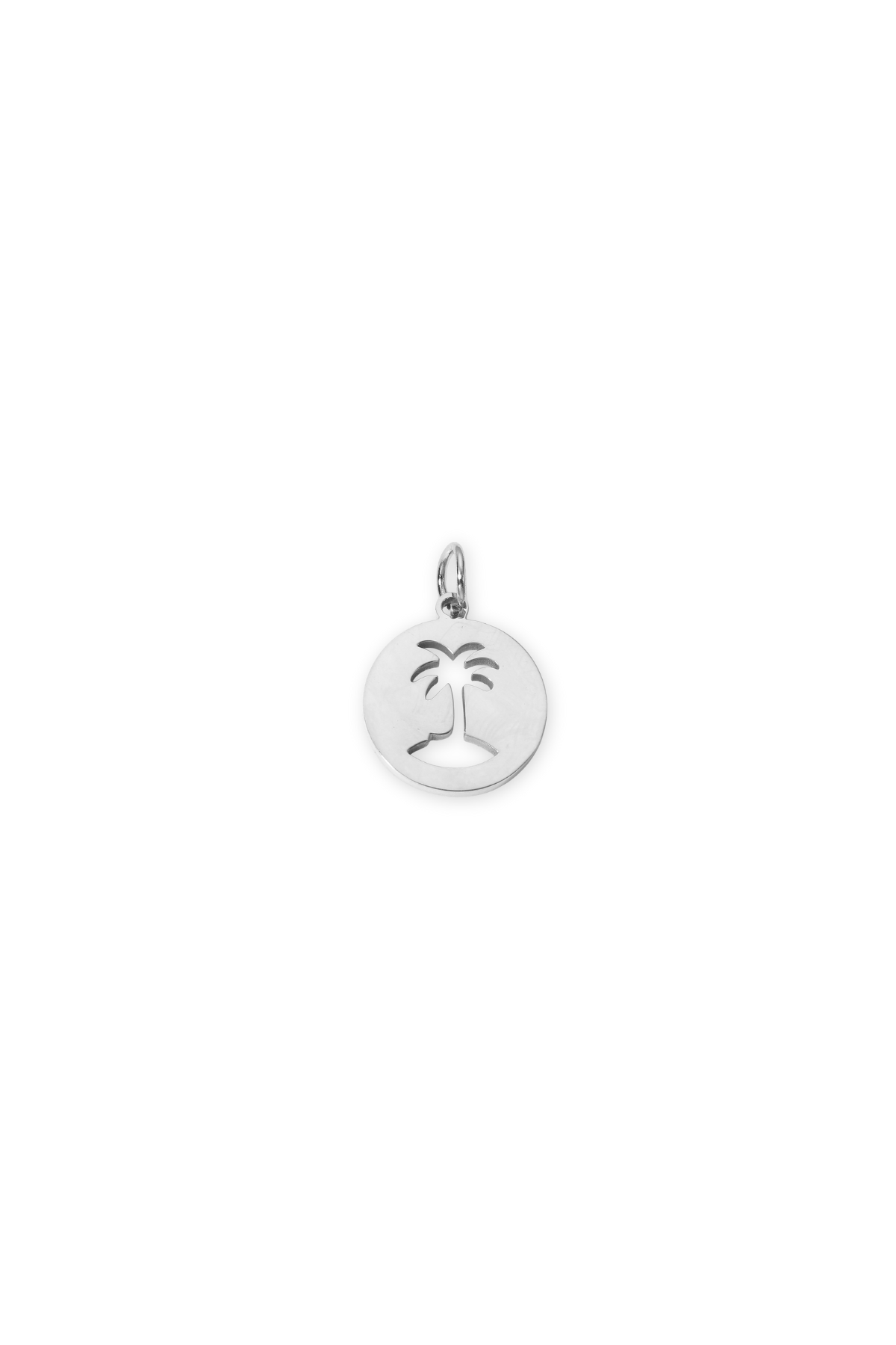 Stainless Steel Disk Cut-Out Palm Tree Charm