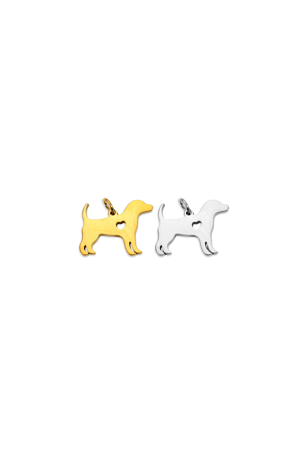 Stainless Steel Full Dog Cut-Out Heart Charm