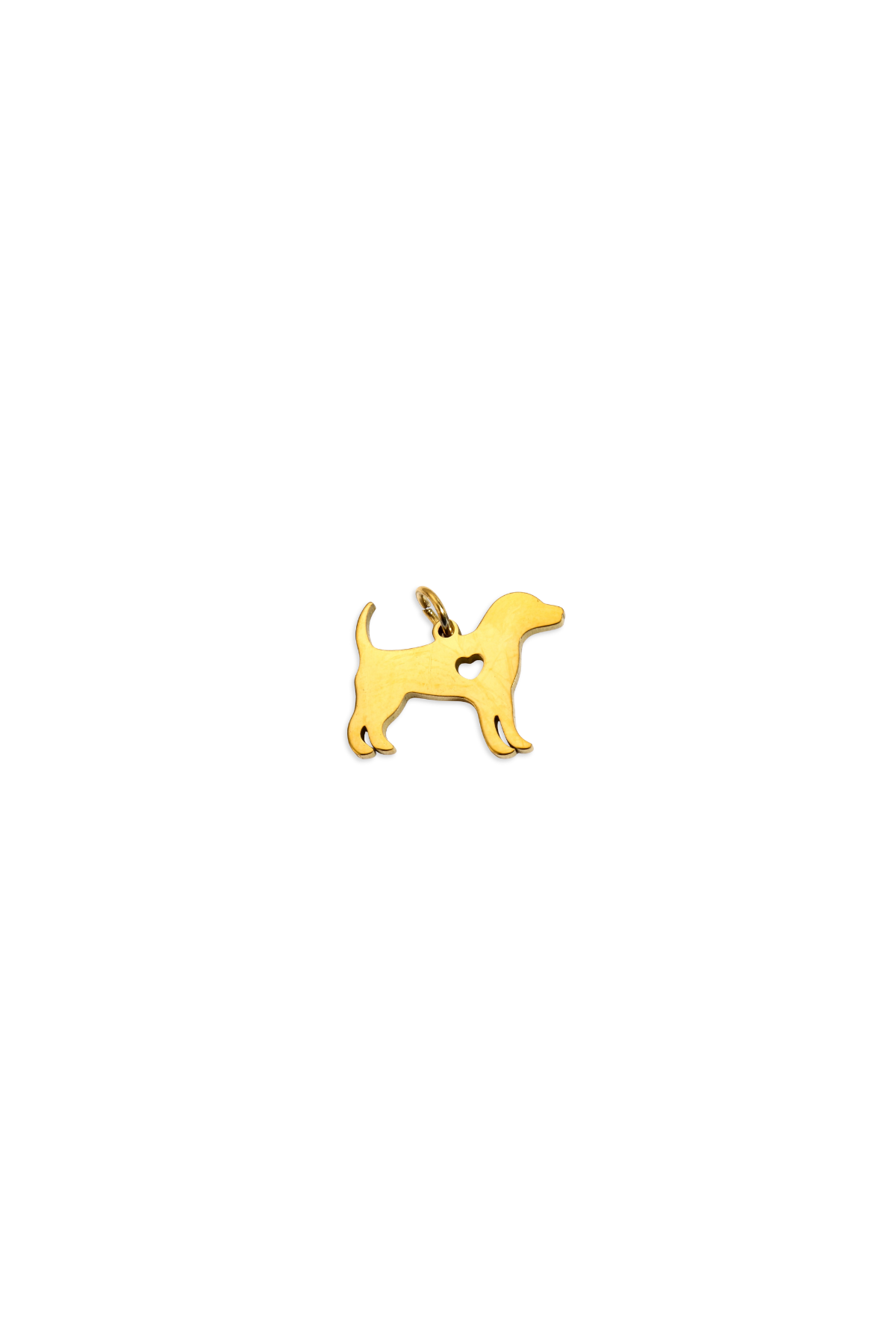 Stainless Steel Full Dog Cut-Out Heart Charm