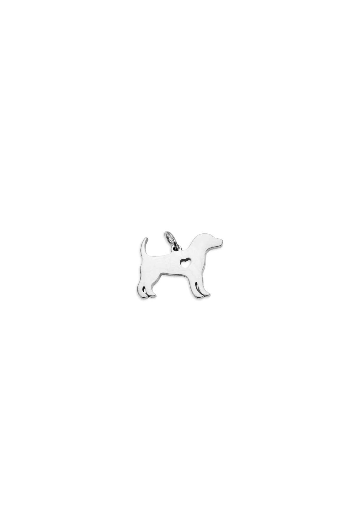 Stainless Steel Full Dog Cut-Out Heart Charm