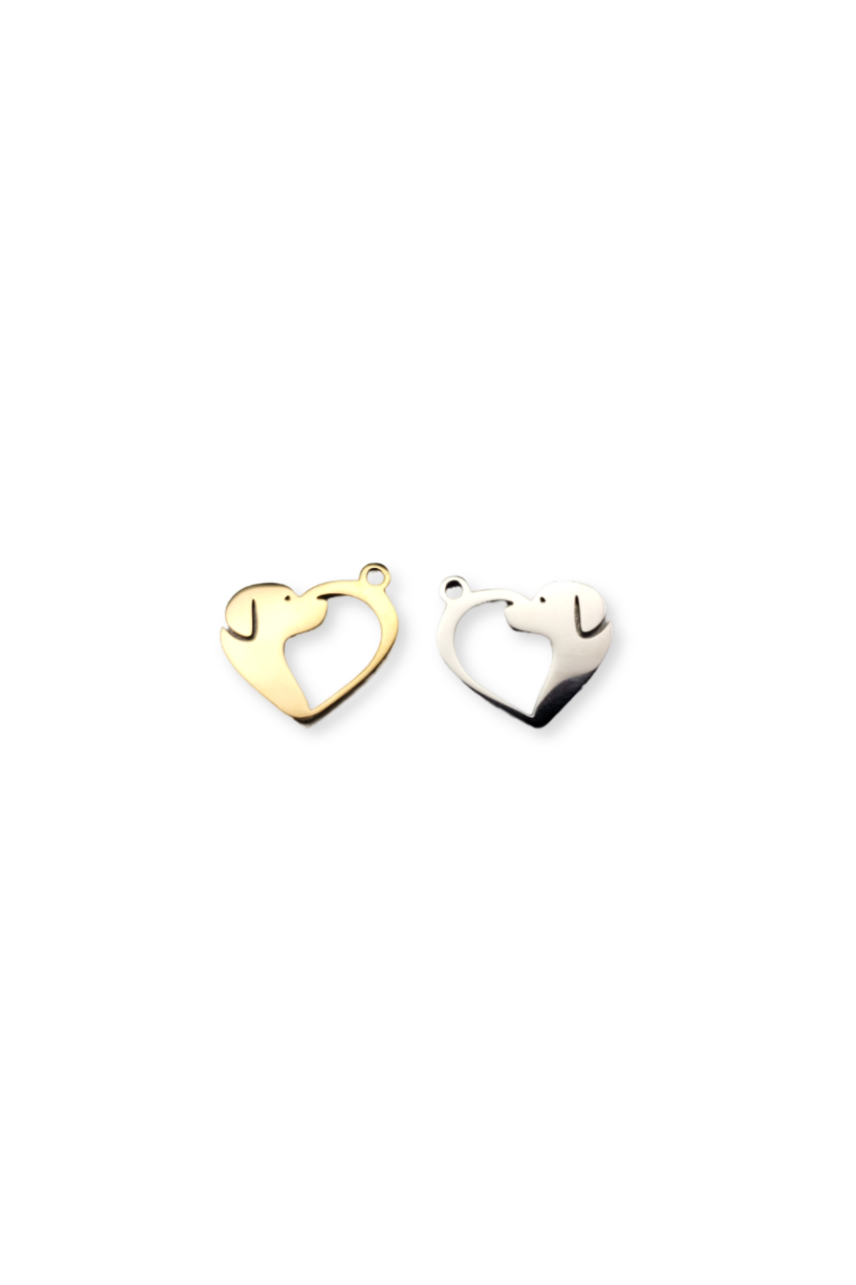 Stainless Steel Half Dog & Heart Cut-Out Charm