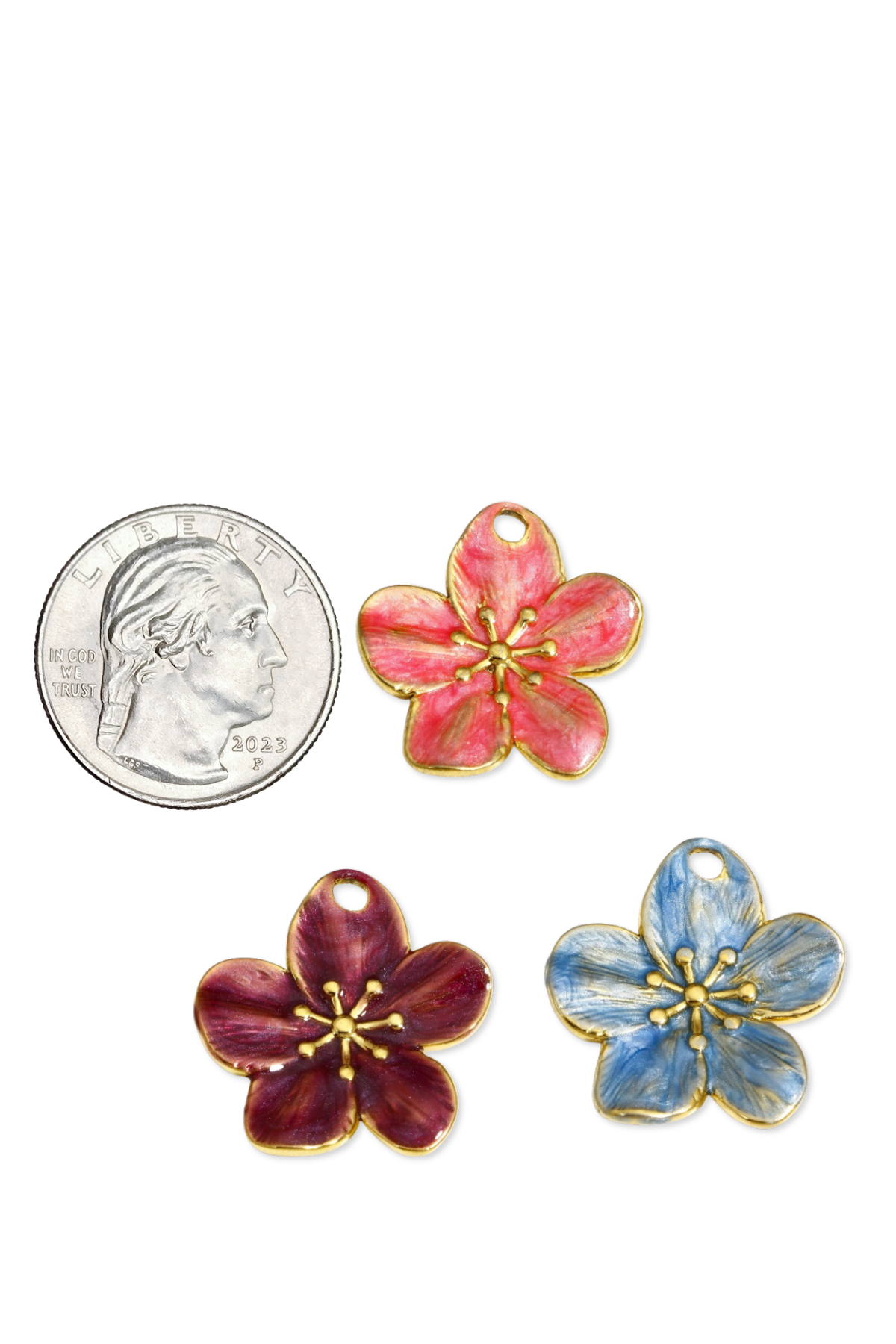Stainless Steel Large Enamel Flower Charm