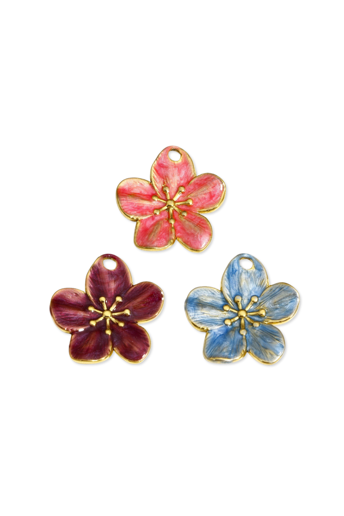 Stainless Steel Large Enamel Flower Charm