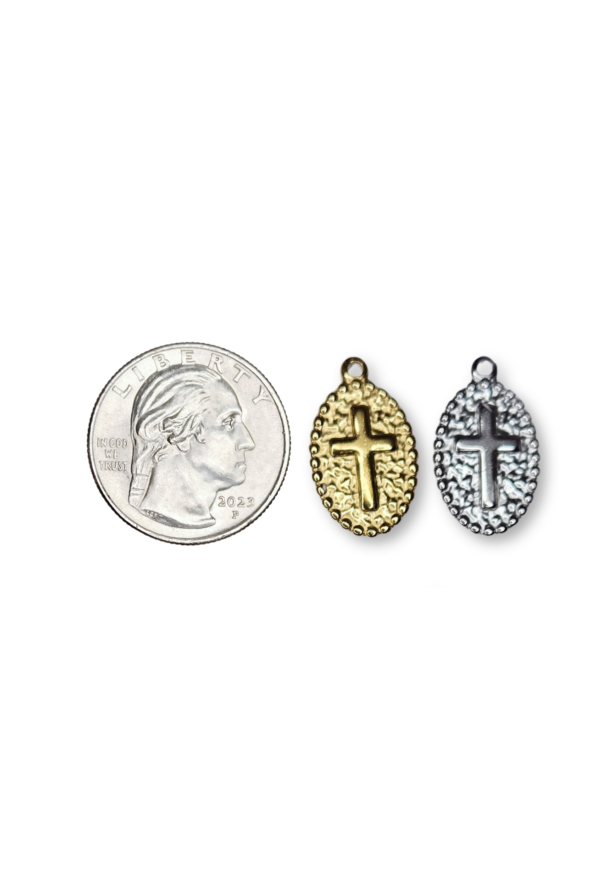 Stainless Steel Large Oval Cross Charm