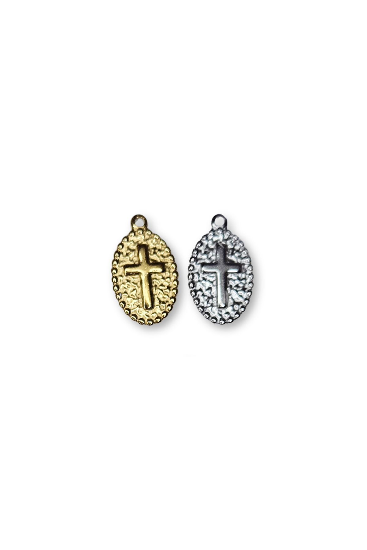 Stainless Steel Large Oval Cross Charm