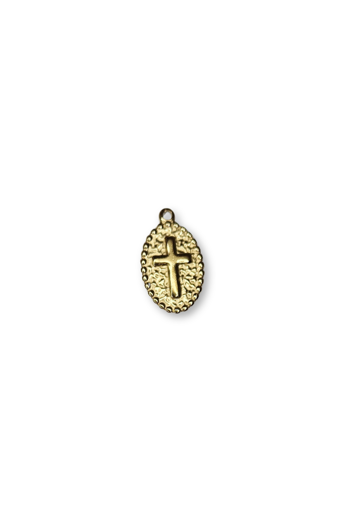 Stainless Steel Large Oval Cross Charm