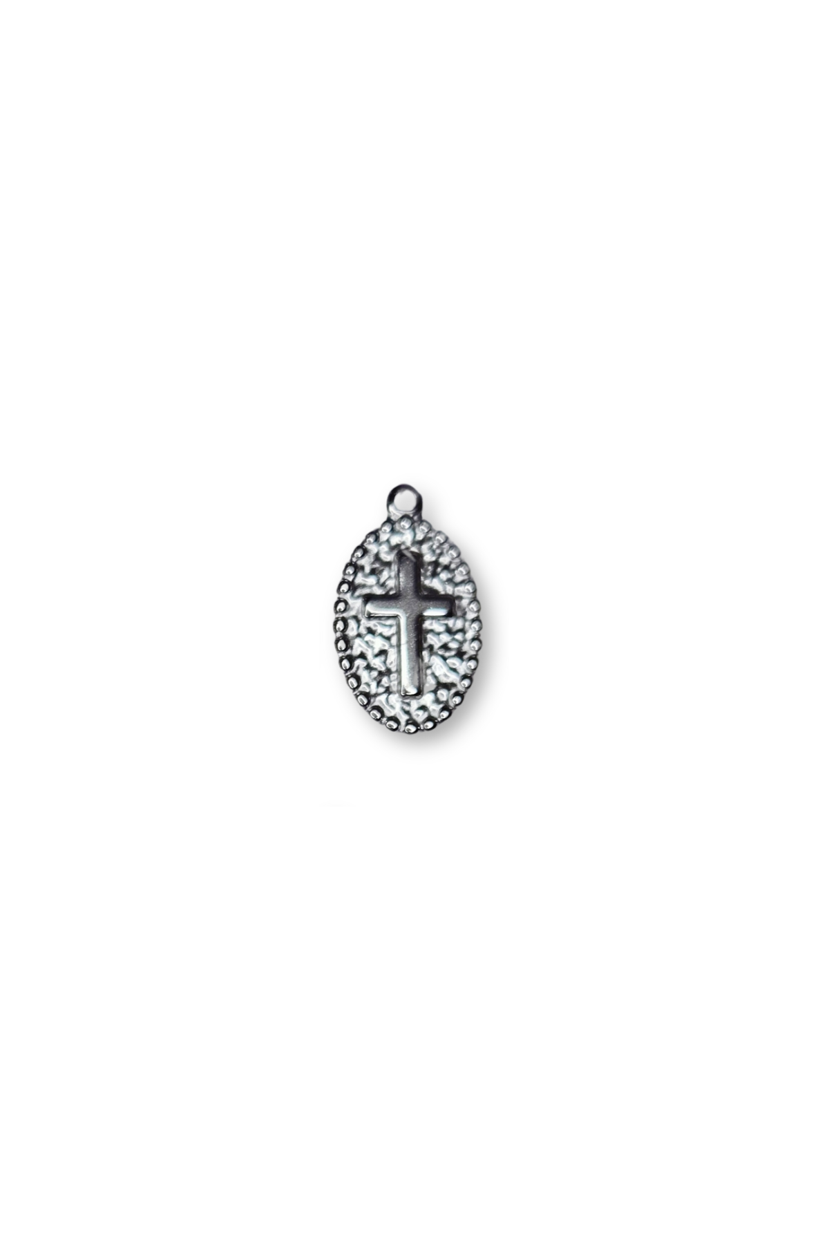 Stainless Steel Large Oval Cross Charm