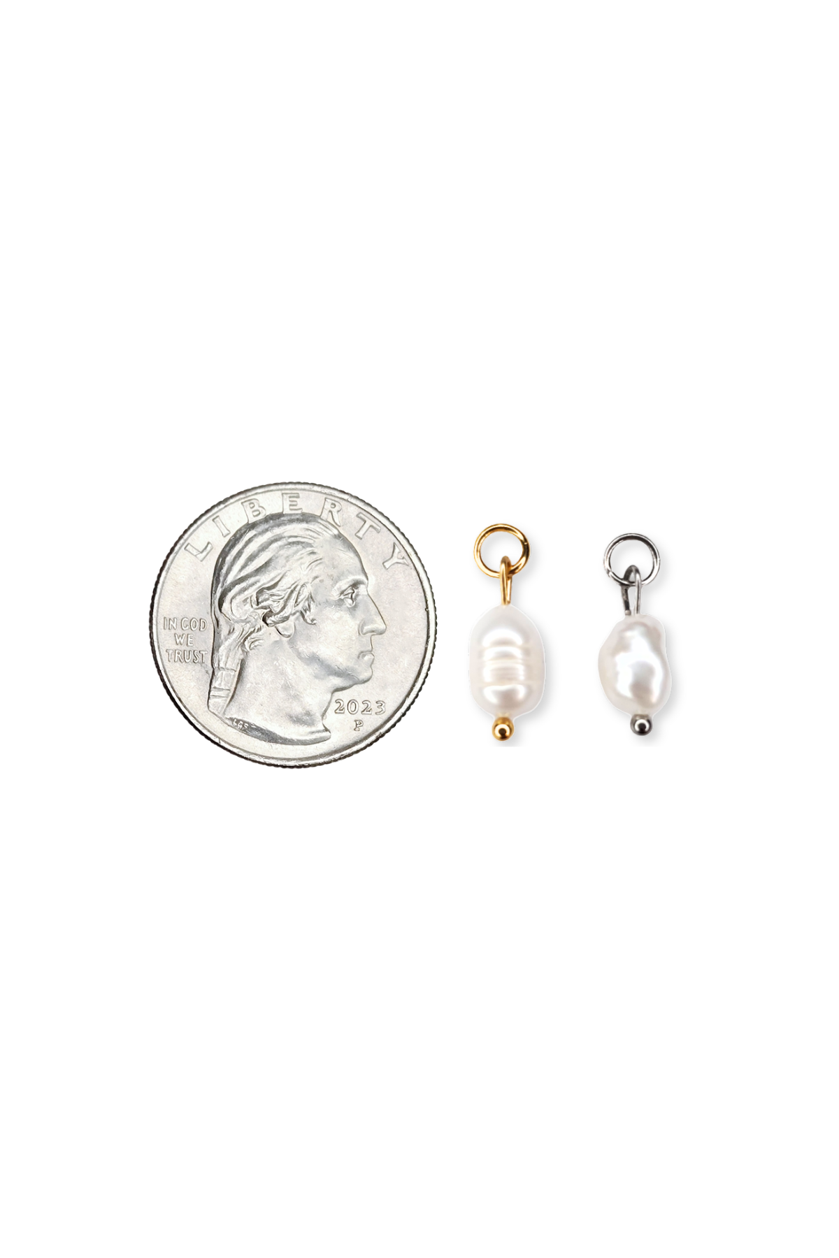Stainless Steel & Natural Baroque Pearl Charm