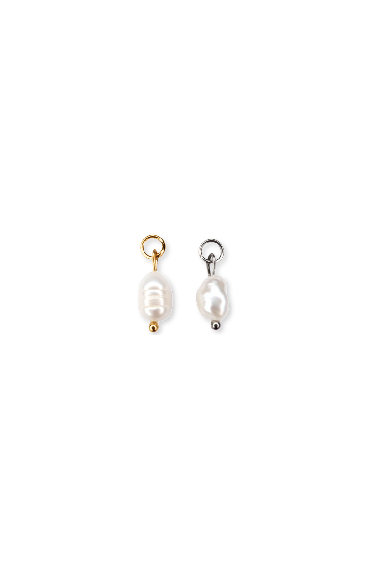 Stainless Steel & Natural Baroque Pearl Charm