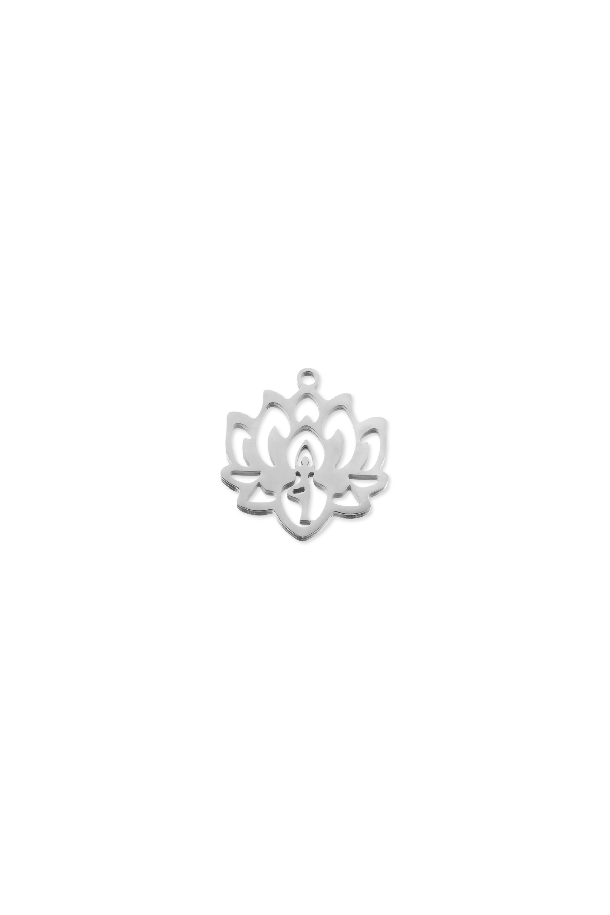 Stainless Steel Cut-Out Large Lotus Yoga Pose Charm