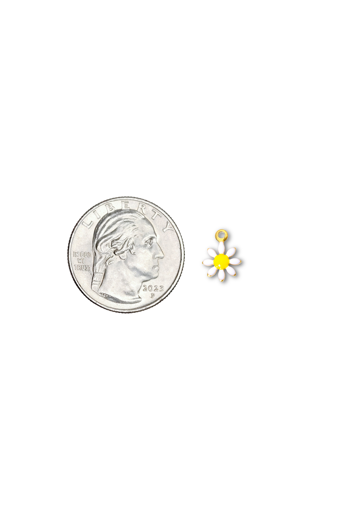 Stainless Steel Dainty Enamel Flower Charm in Gold
