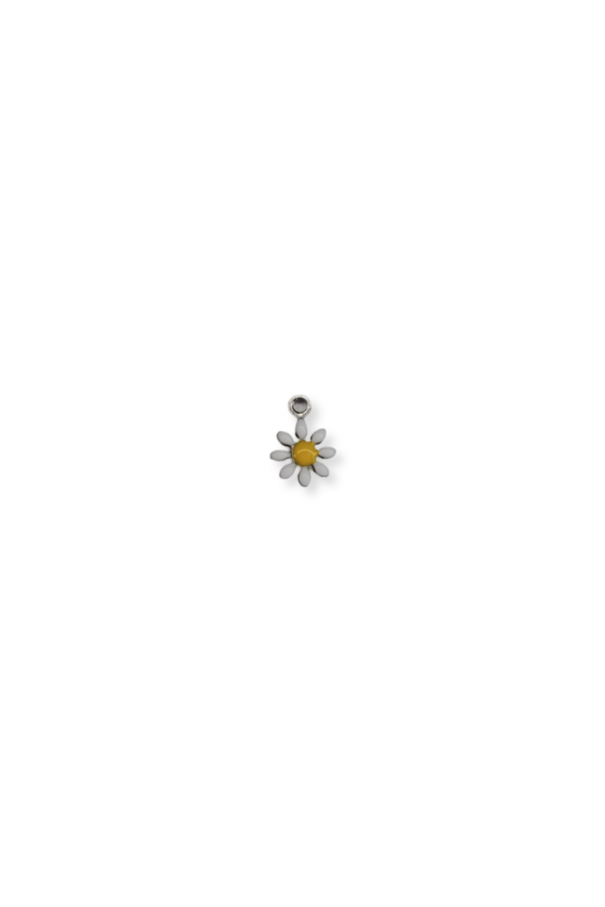 Stainless Steel Dainty Enamel Flower Charm in Silver