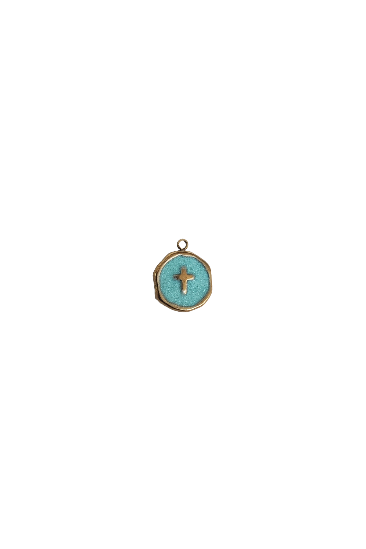 Stainless Steel Enamel Round Cross Charm