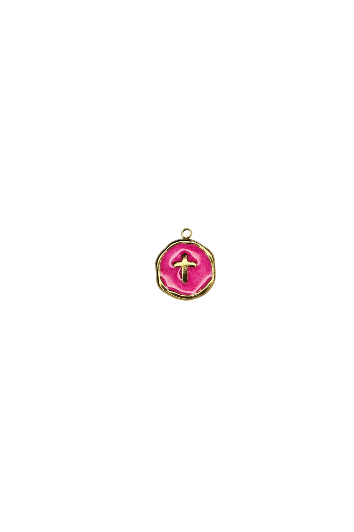 Stainless Steel Enamel Round Cross Charm
