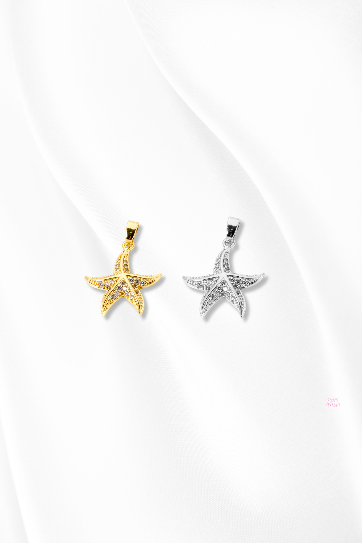 Starfish Micro Pave Cubic Zirconia Charm