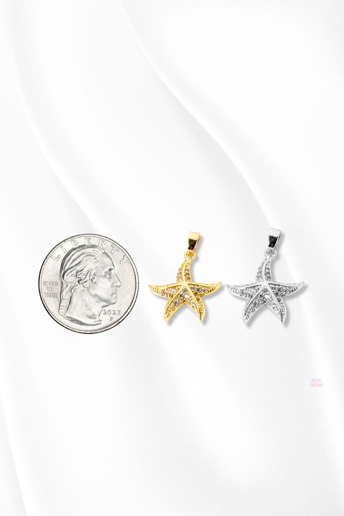 Starfish Micro Pave Cubic Zirconia Charm
