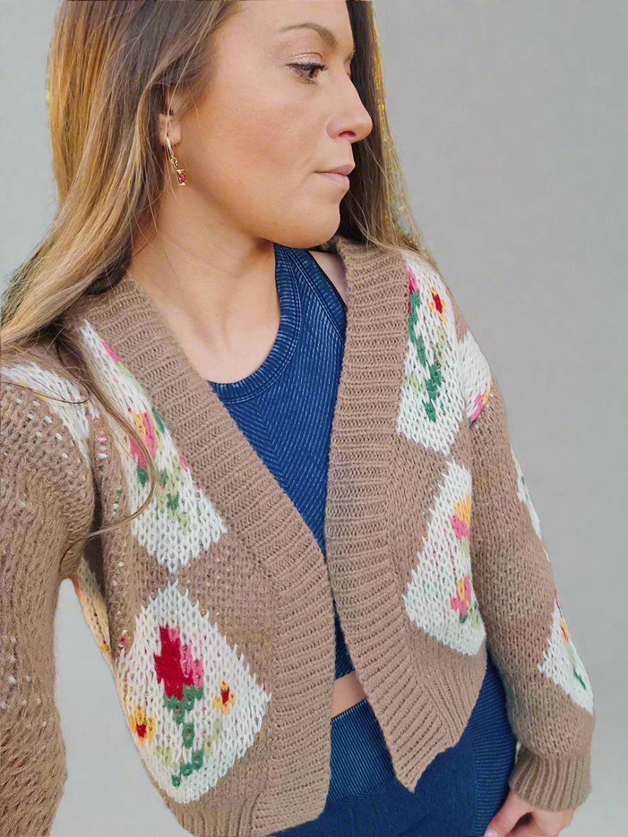 *50% OFF APPLIED AT CHECKOUT!* Romantic Bouquet Cropped Vintage Floral Cardigan