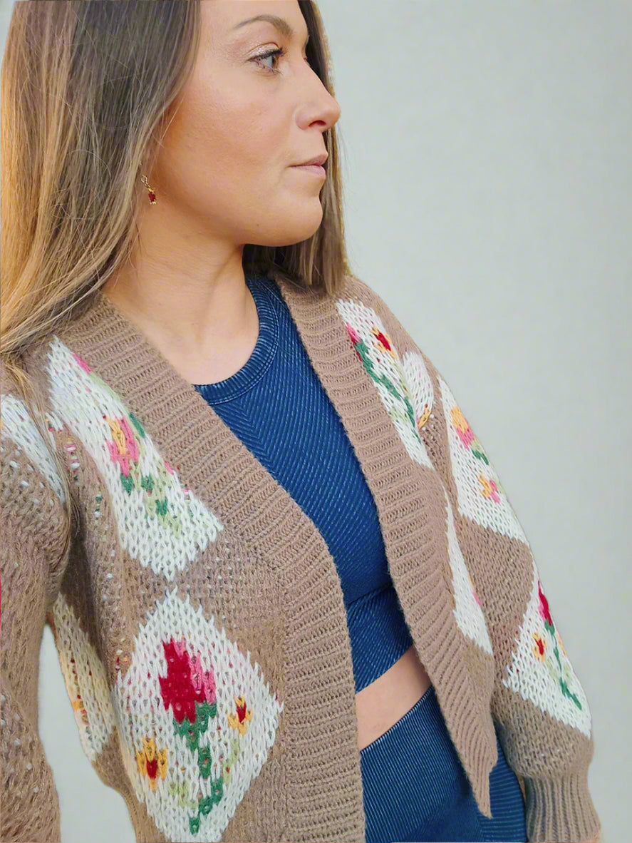 *50% OFF APPLIED AT CHECKOUT!* Romantic Bouquet Cropped Vintage Floral Cardigan