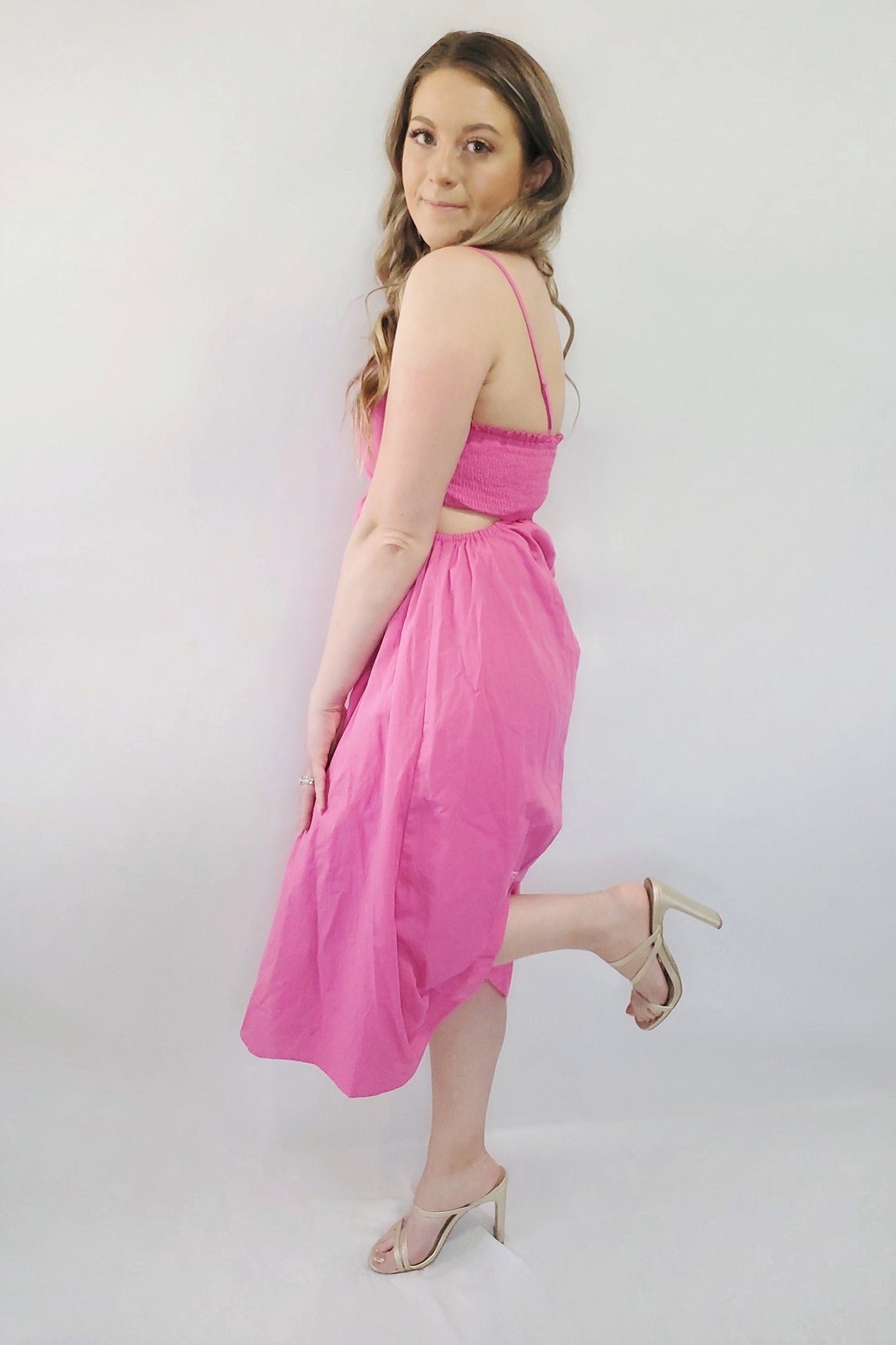 Meet Me At Brunch Scalloped Cut-Out Spaghetti Strap Midi Dress