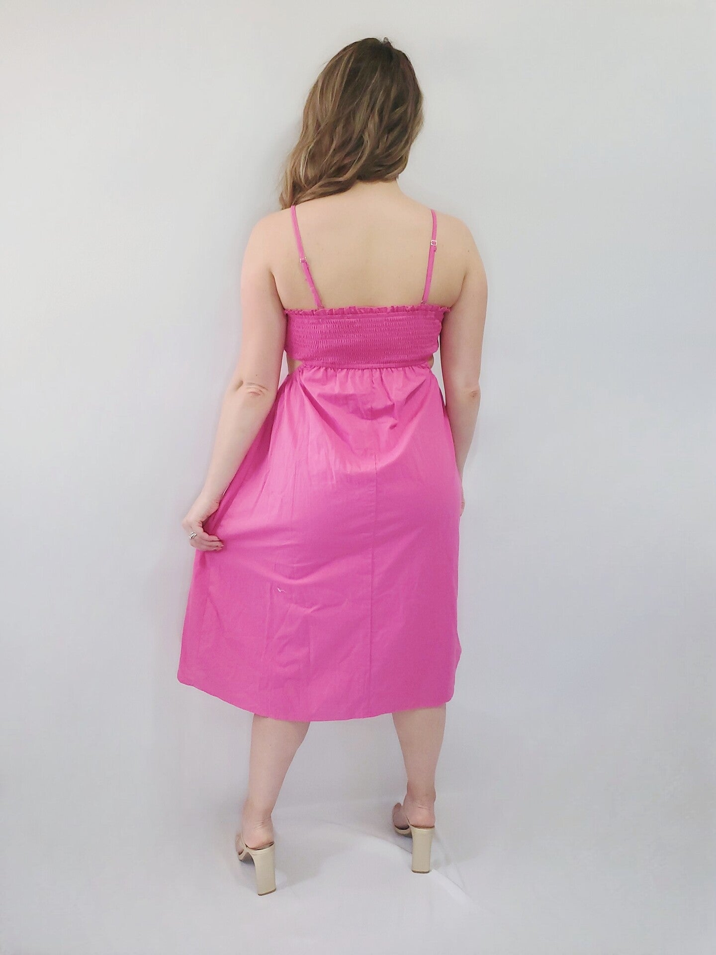 Meet Me At Brunch Scalloped Cut-Out Spaghetti Strap Midi Dress