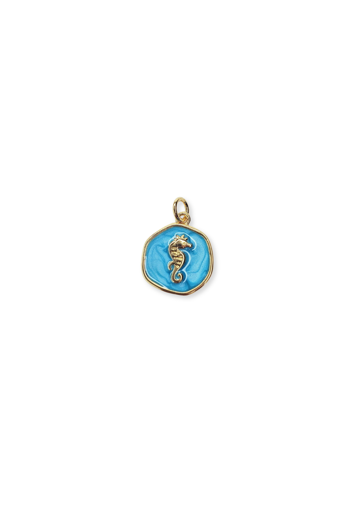 18K Real Gold Plated Enamel Seahorse Charm