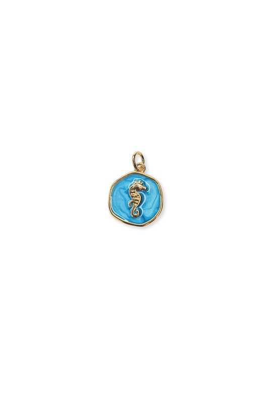 18K Real Gold Plated Enamel Seahorse Charm