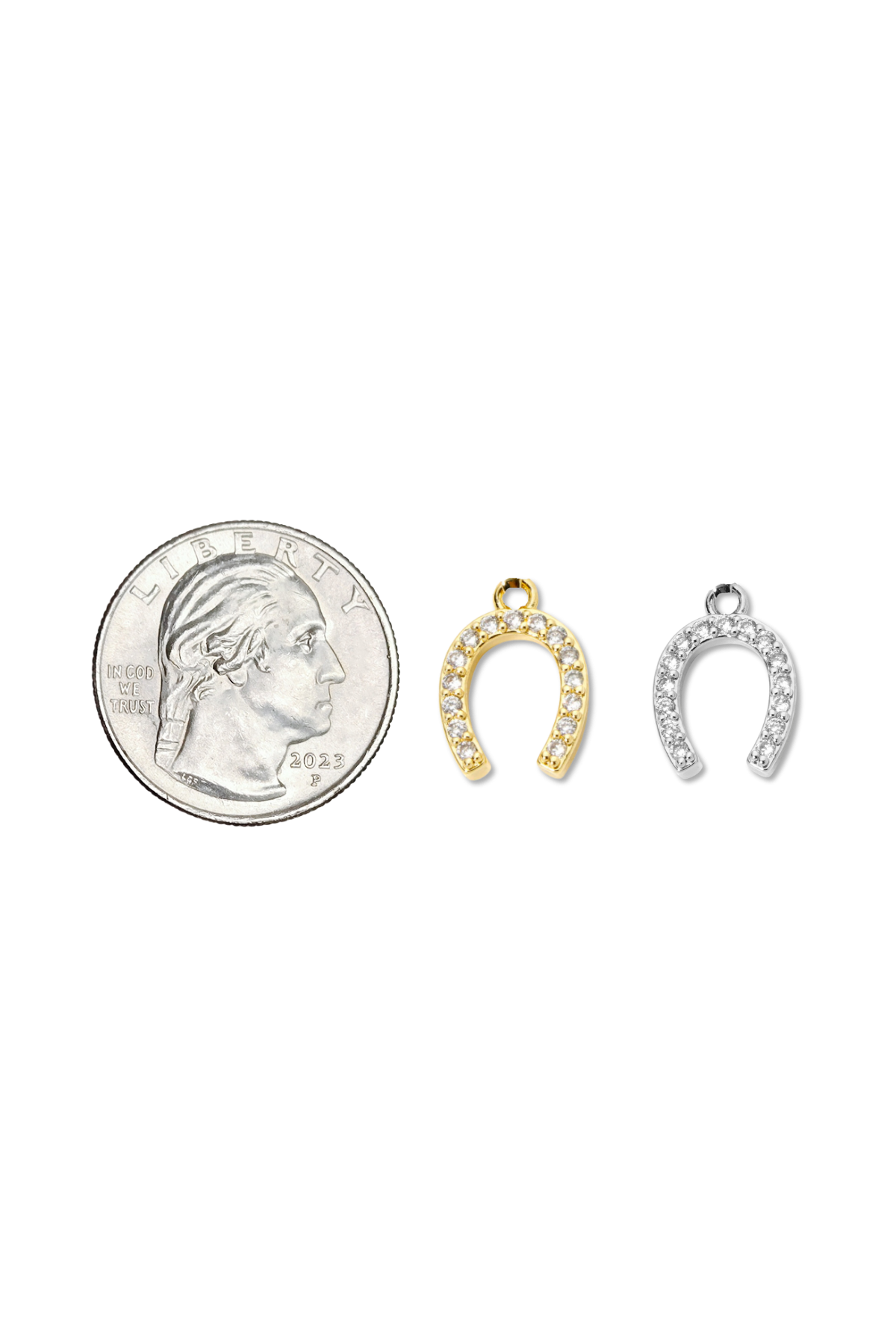 CZ Micro Pave Lucky Horseshoe Charm