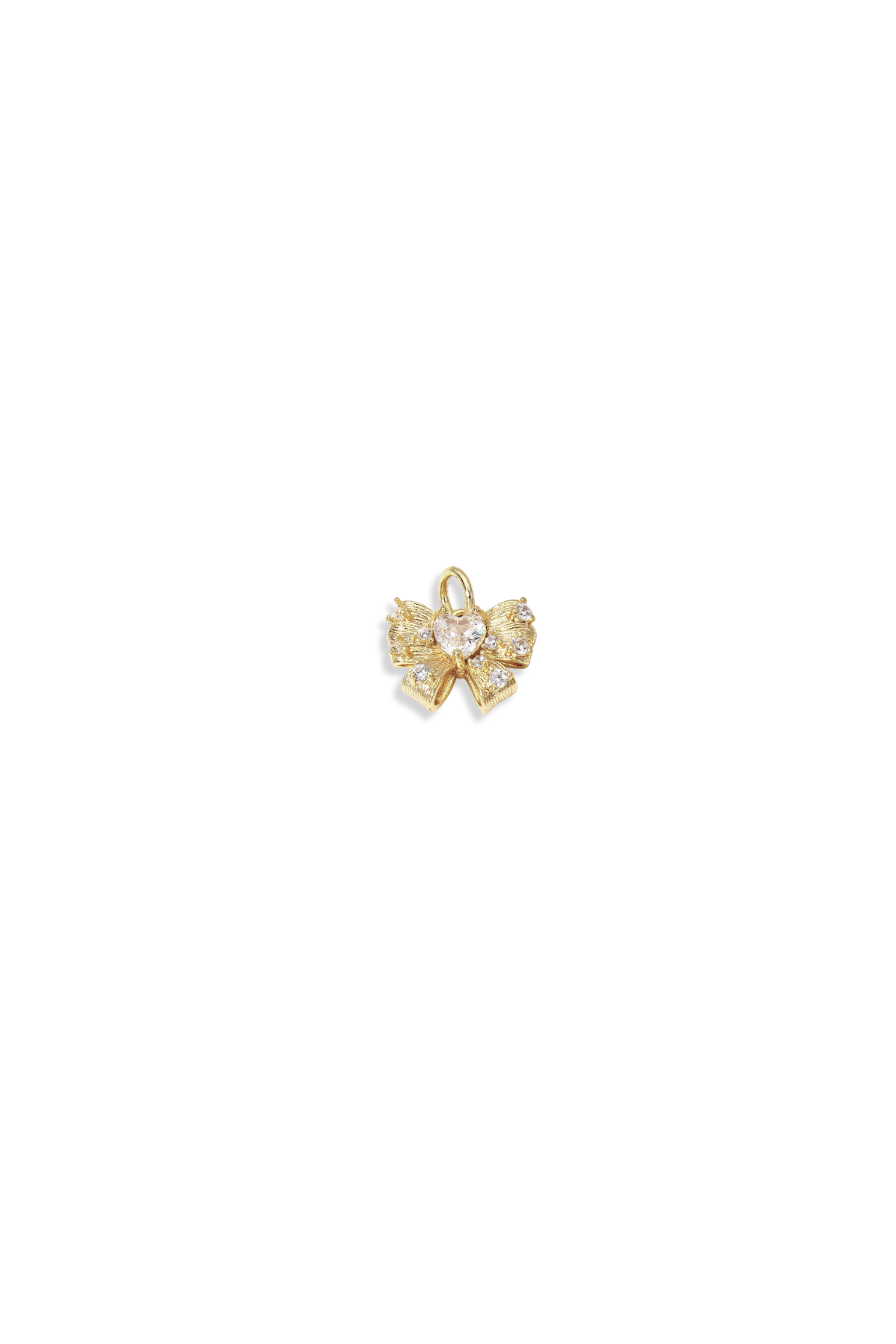 3D Cut-Out Cubic Zirconia Heart Bow Charm