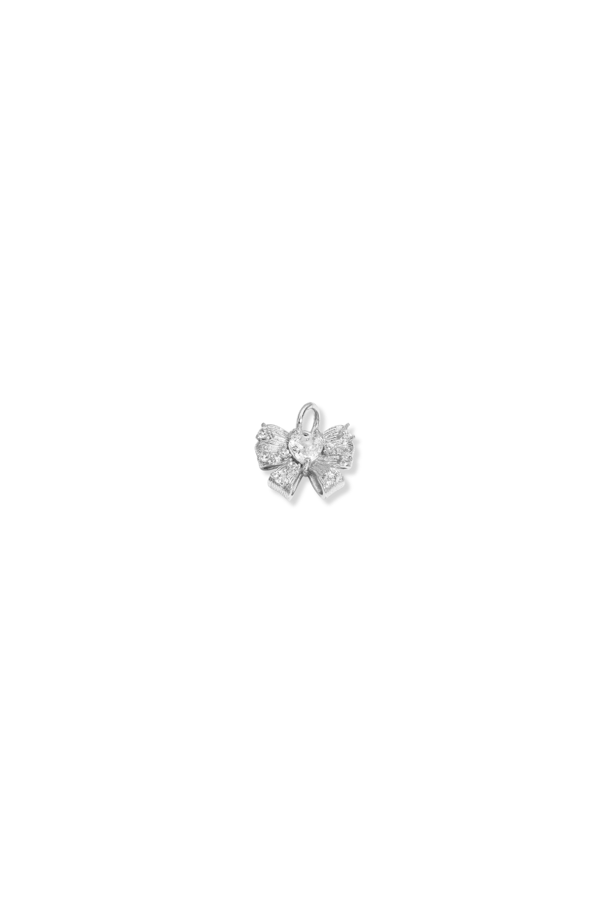 3D Cut-Out Cubic Zirconia Heart Bow Charm