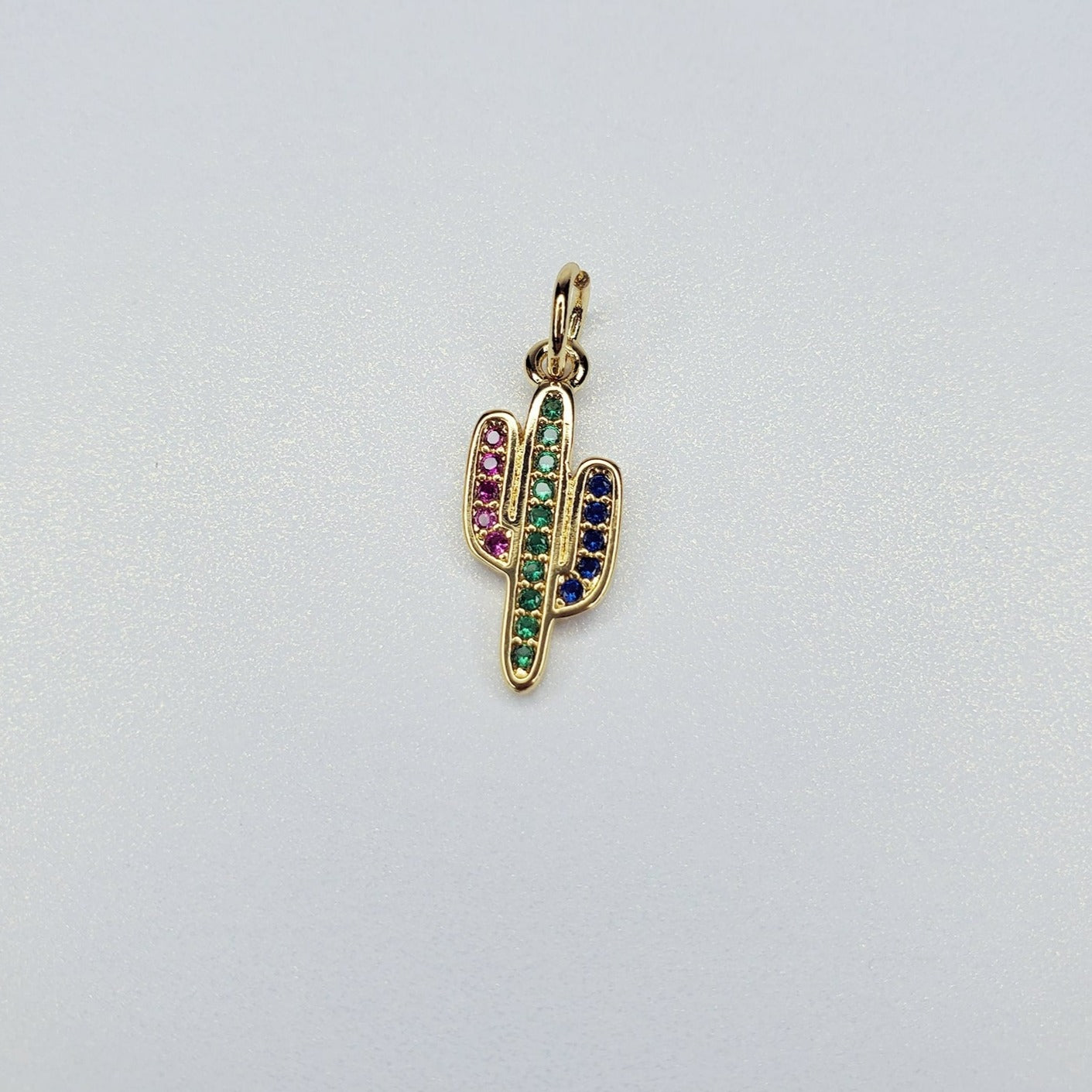 Colorful Cubic Zirconia Cactus Charm