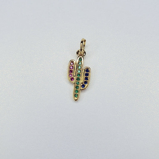 Colorful Cubic Zirconia Cactus Charm