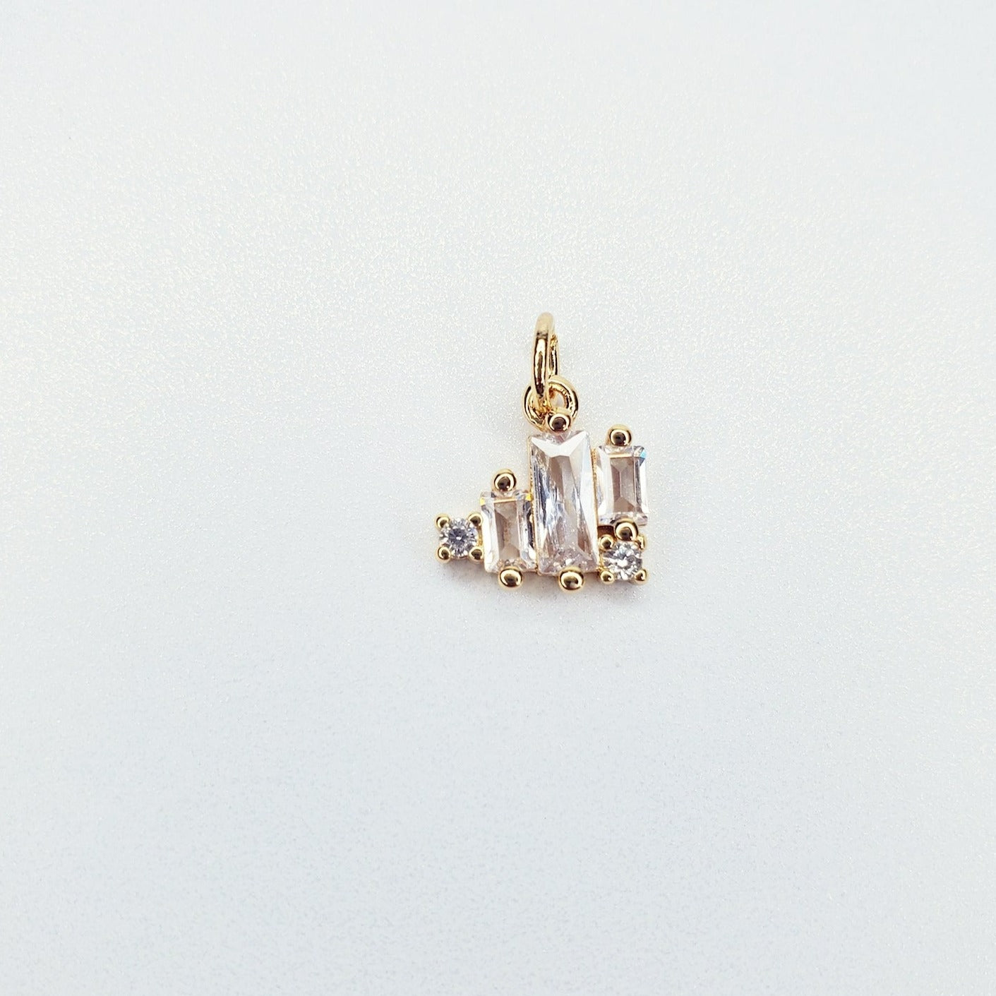 Gold Filled Mini Gold Heart Baguette Cubic Zirconia Charm