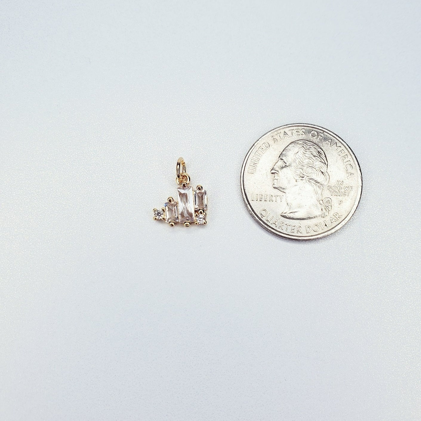 Gold Filled Mini Gold Heart Baguette Cubic Zirconia Charm