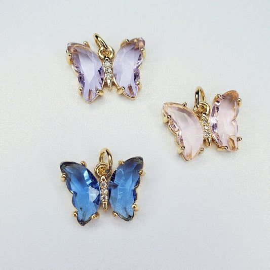 24K Gold Filled Clear Mariposa Butterfly Acrylic Charm