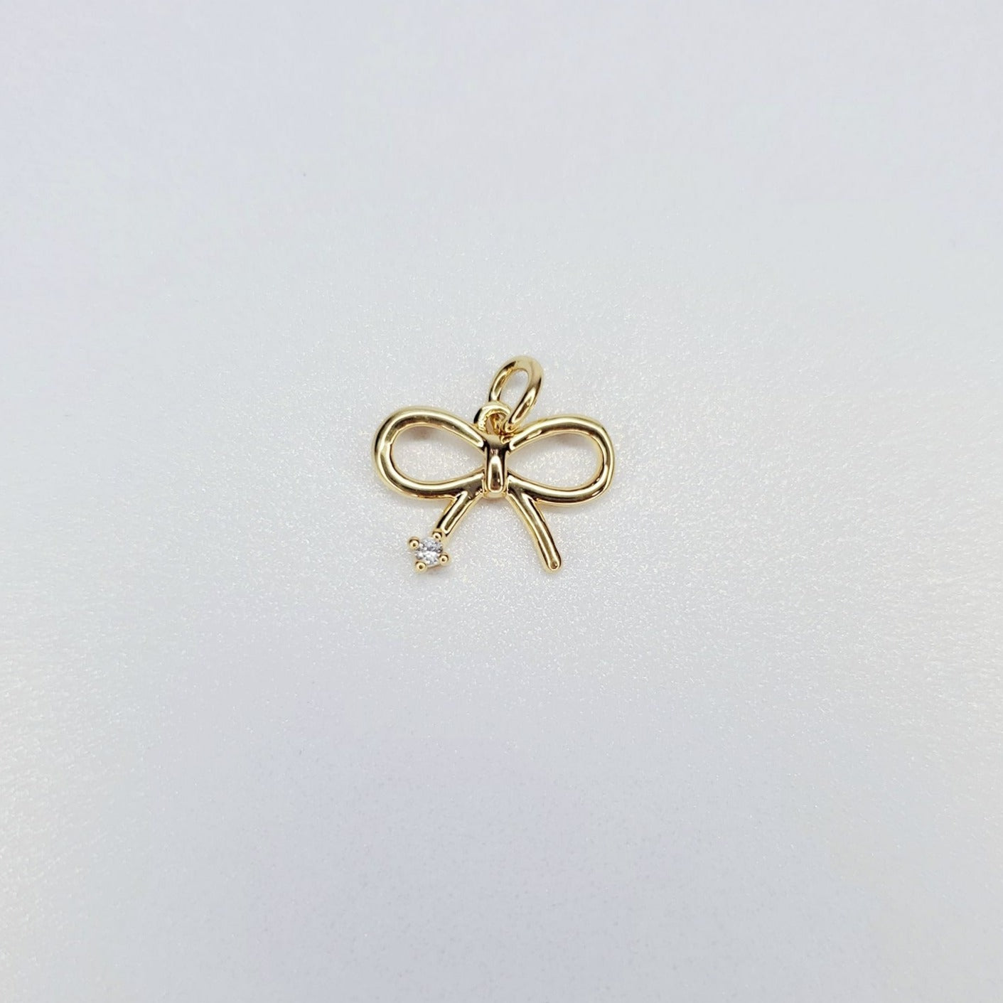14K Gold Filled Cubic Zirconia Accent Mini Bow Charm