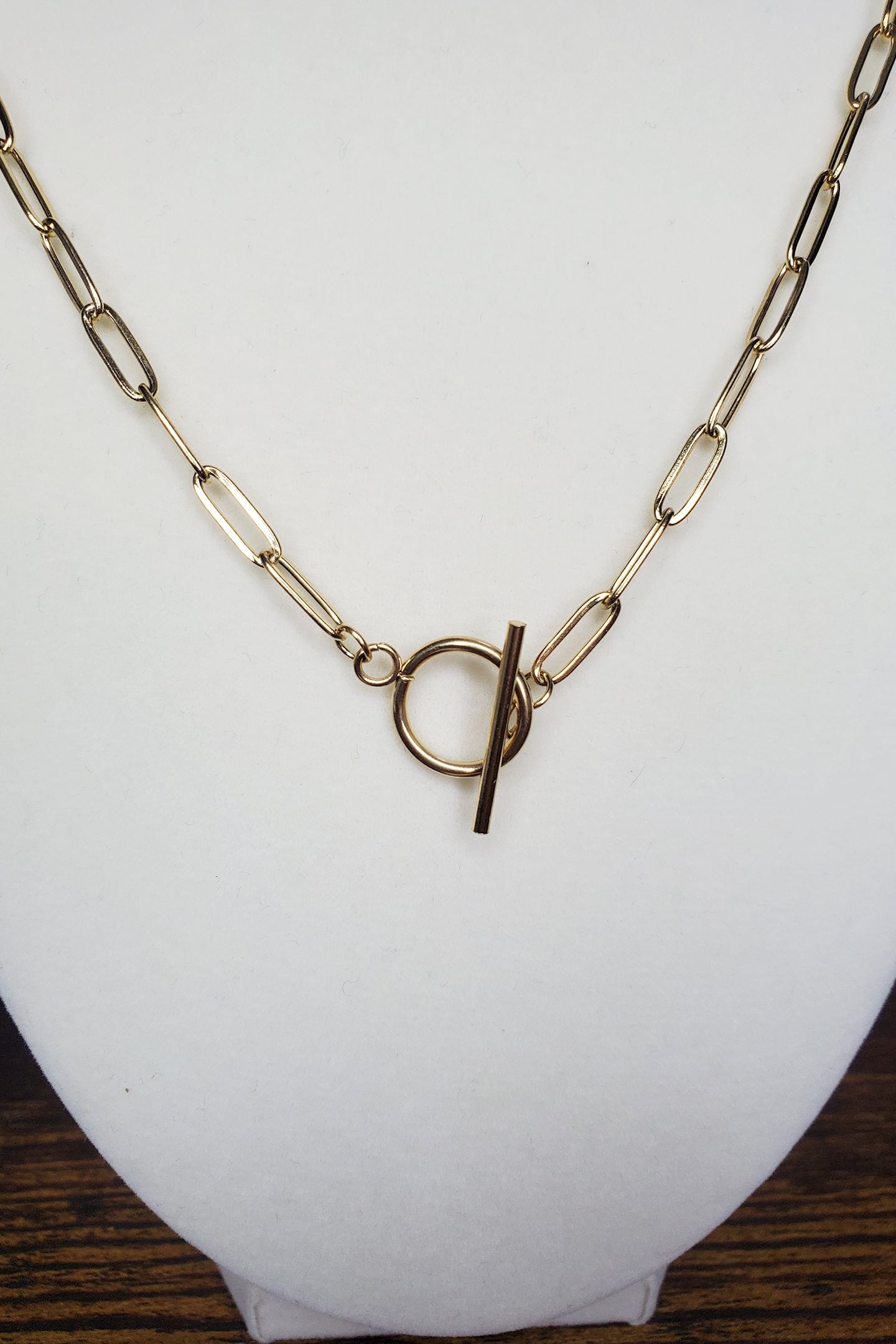 Stainless Steel 19" Toggle Clasp Paperclip Chain Necklace- Available in Gold & Silver!