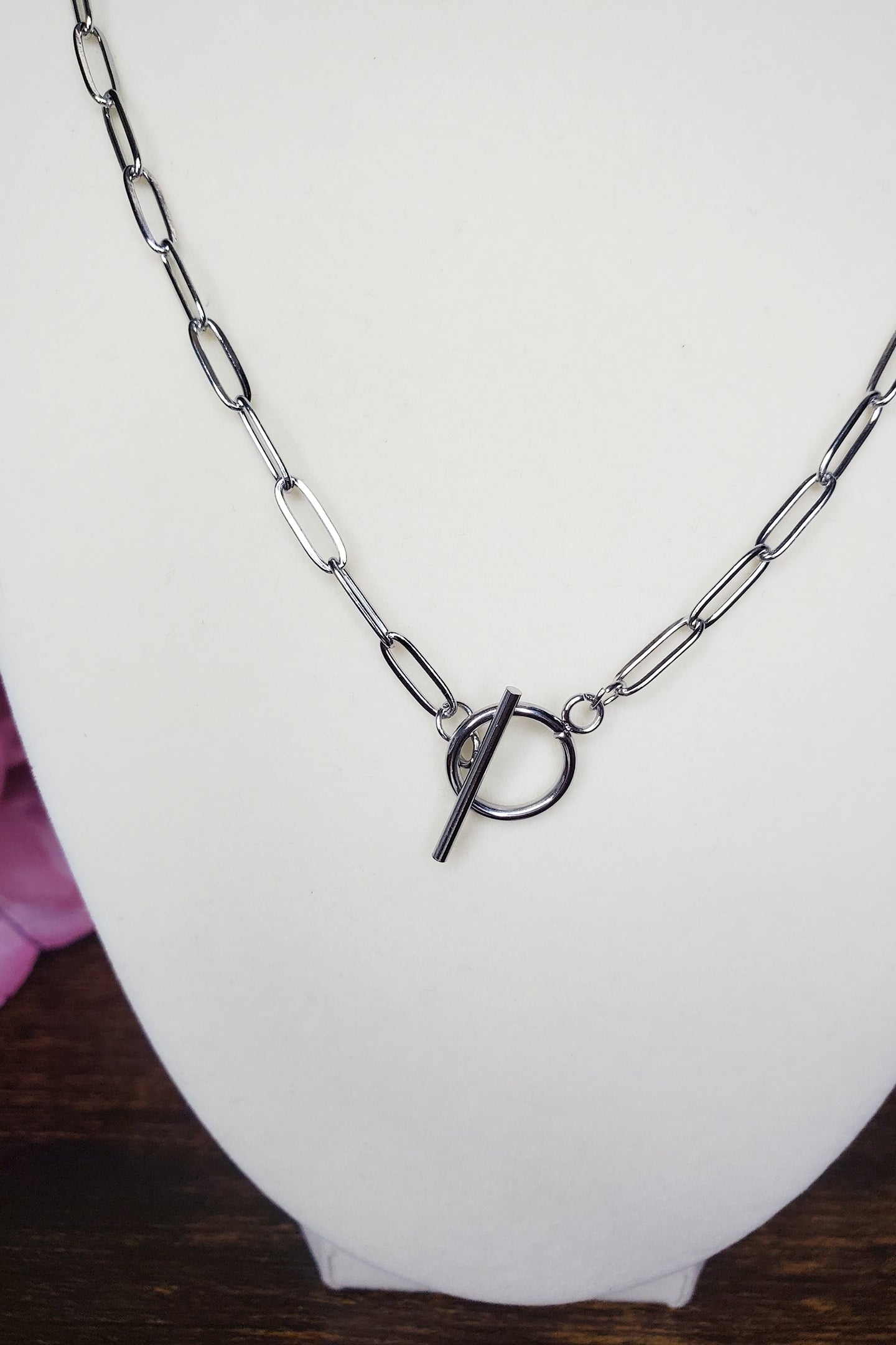 Stainless Steel 19" Toggle Clasp Paperclip Chain Necklace- Available in Gold & Silver!