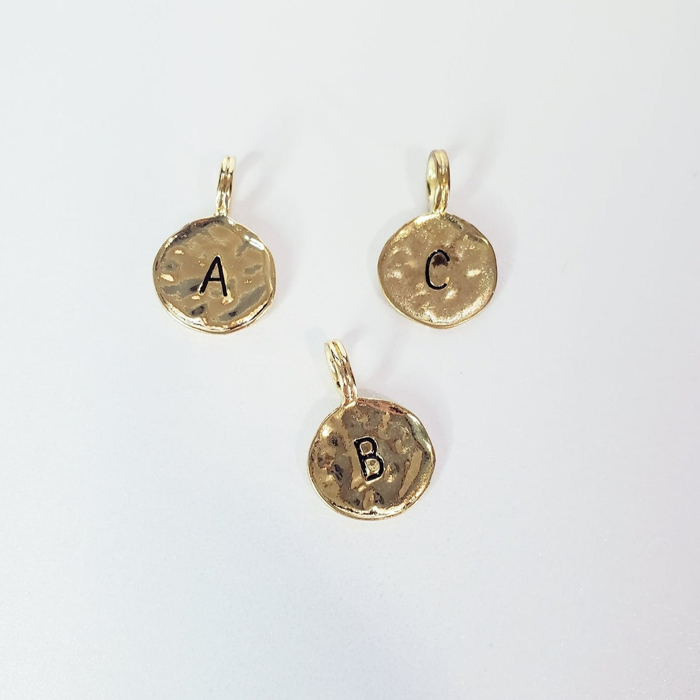 Textured Round Disk Printed Initial Charm