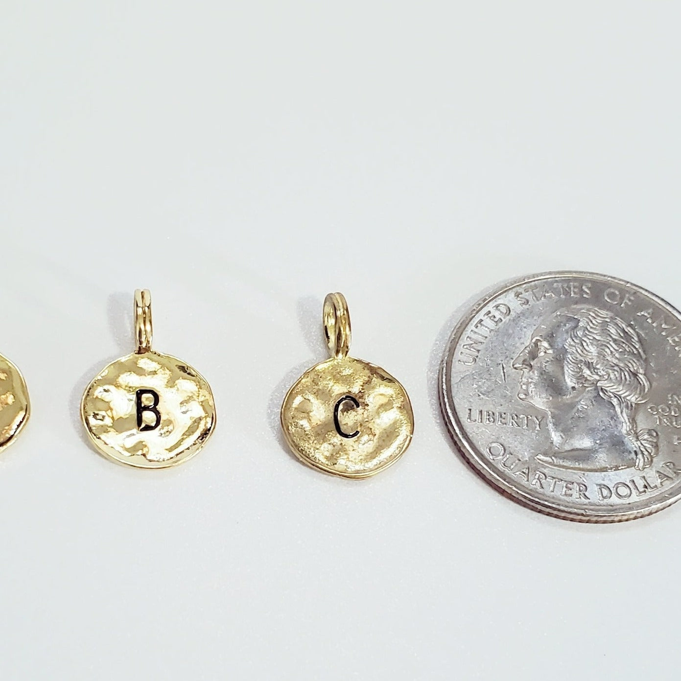 Textured Round Disk Printed Initial Charm