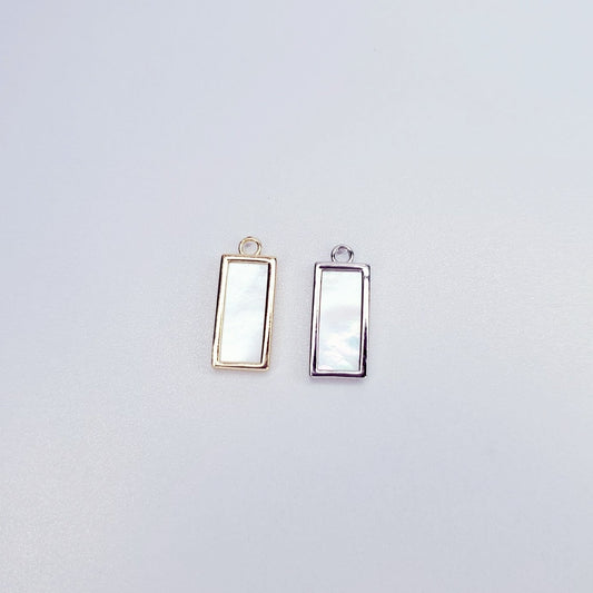 Shell Mother of Pearl Minimalist Rectangle Tag Charm