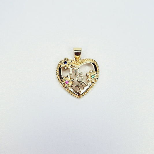 Gold Filled Floral Heart Mom Charm