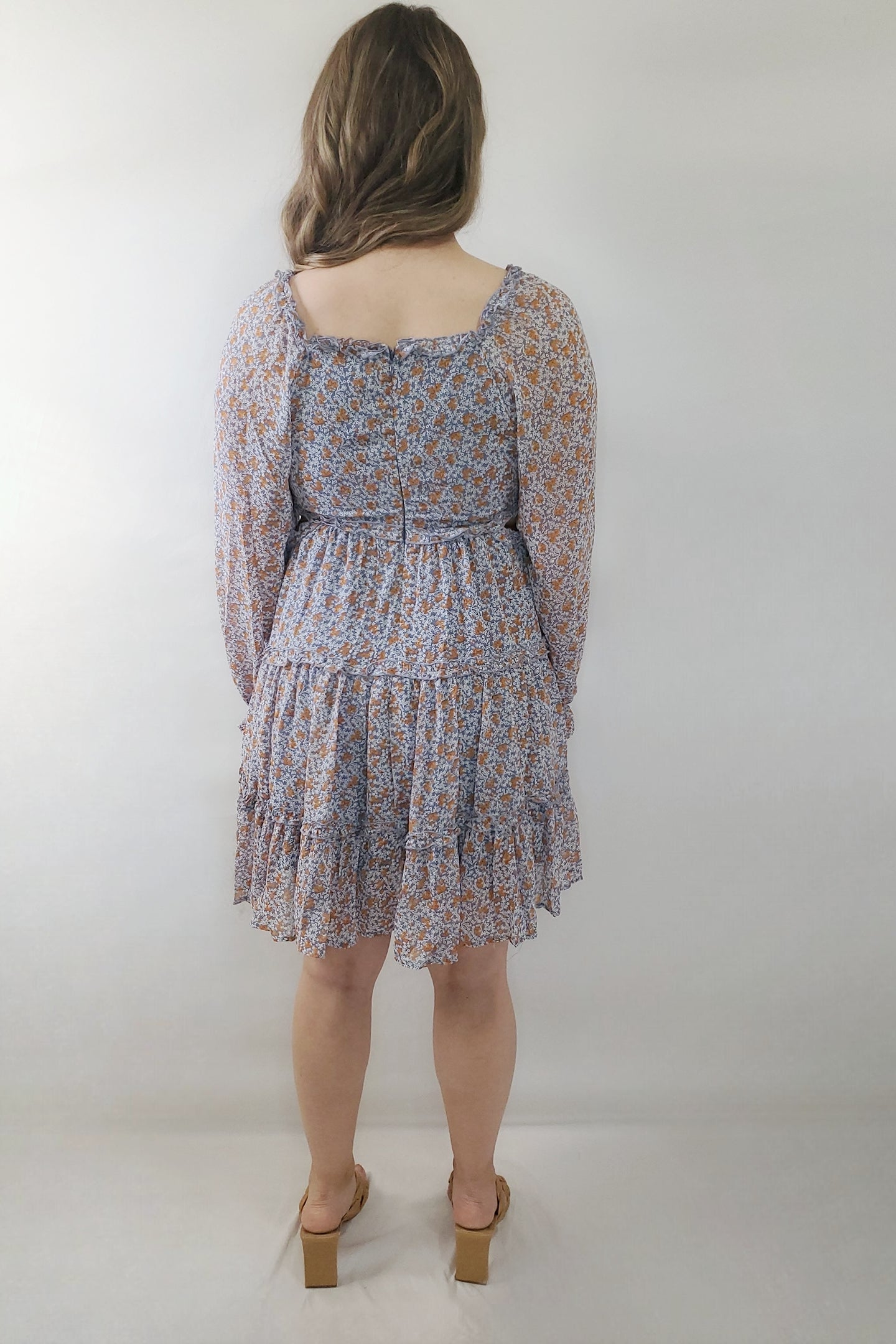 Willow Breeze Ditsy Floral Open Side Long Sleeve Mini Dress