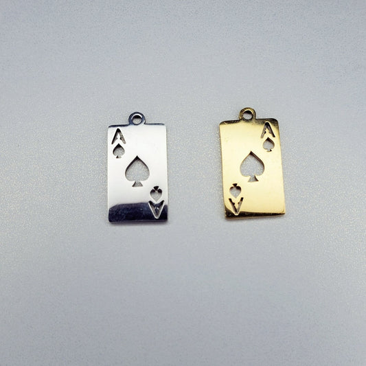 Stainless Steel Poker Card Charm