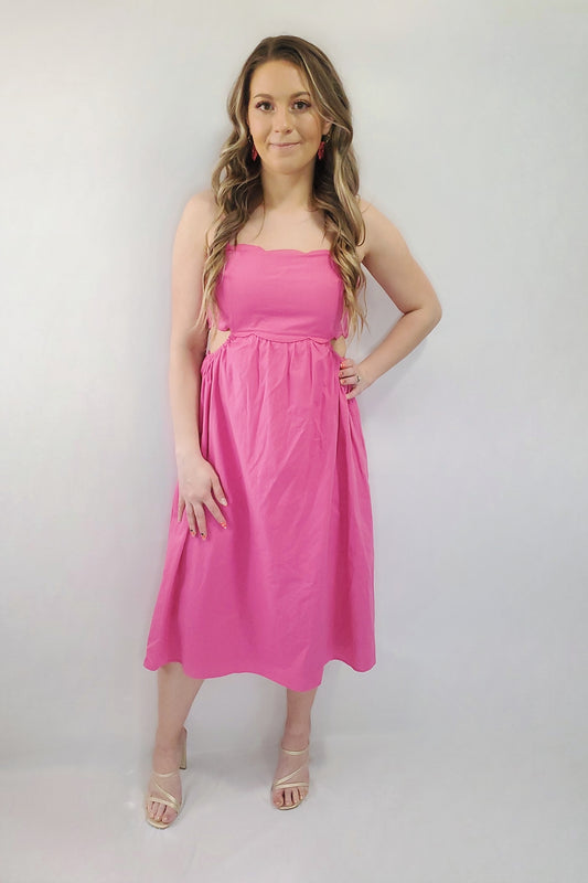 Meet Me At Brunch Scalloped Cut-Out Spaghetti Strap Midi Dress